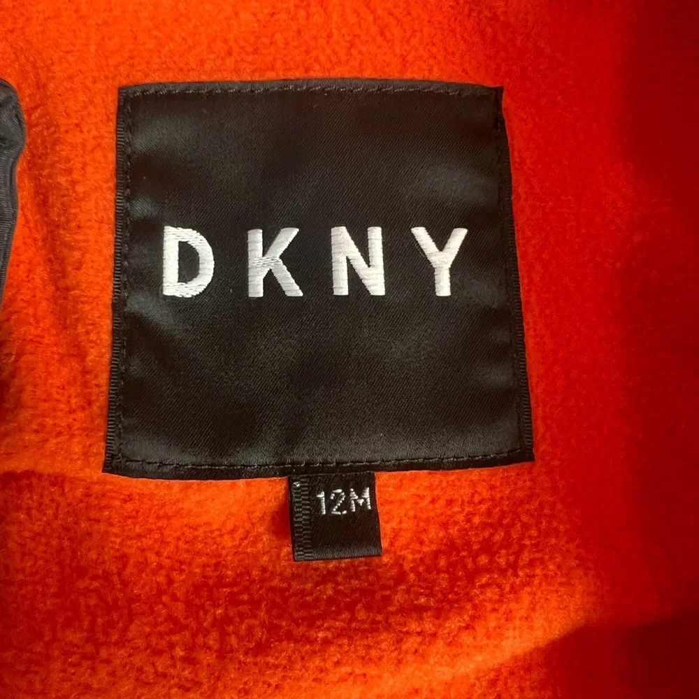 DKNY Kids One Piece puffer coat jacket snowsuit - Dark Gray/size 12months